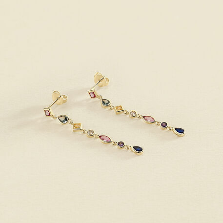 Long earrings CASCADA - Multicolor / Gold - All earings  | Agatha