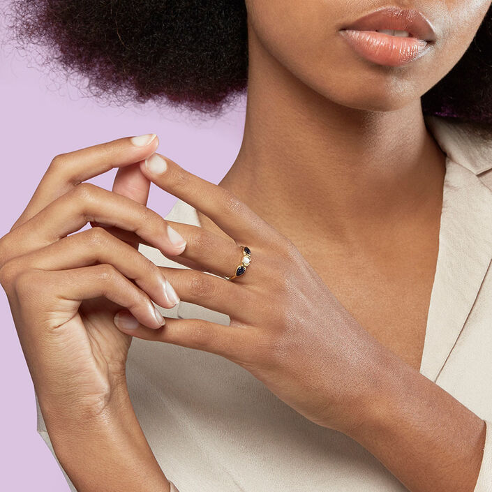 Thin ring CREPUSCULE - Blue / Gold - All jewellery  | Agatha