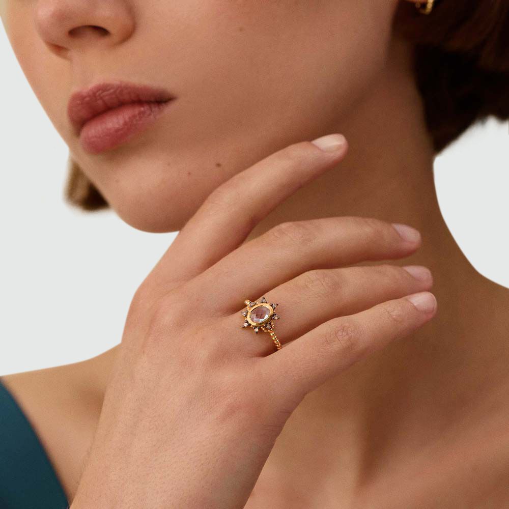Thin ring DIAMONDS - Blue / Gold - Jewellery  | Agatha