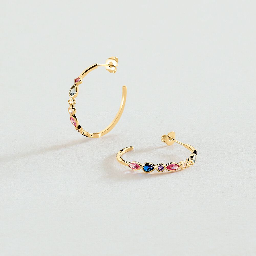 Hoops ARCO - Multicolor / Gold - Earrings  | Agatha