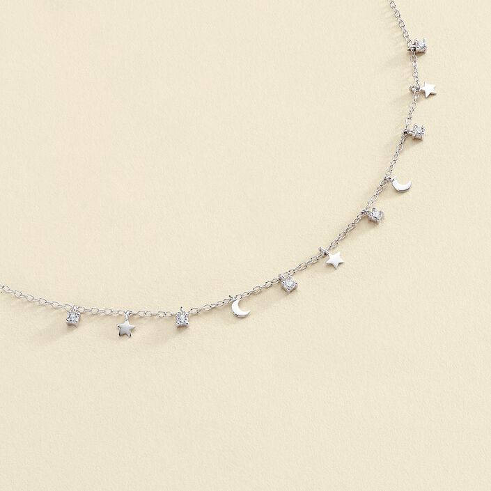 Choker necklace LUNITAS - Crystal / Silver - All jewellery  | Agatha