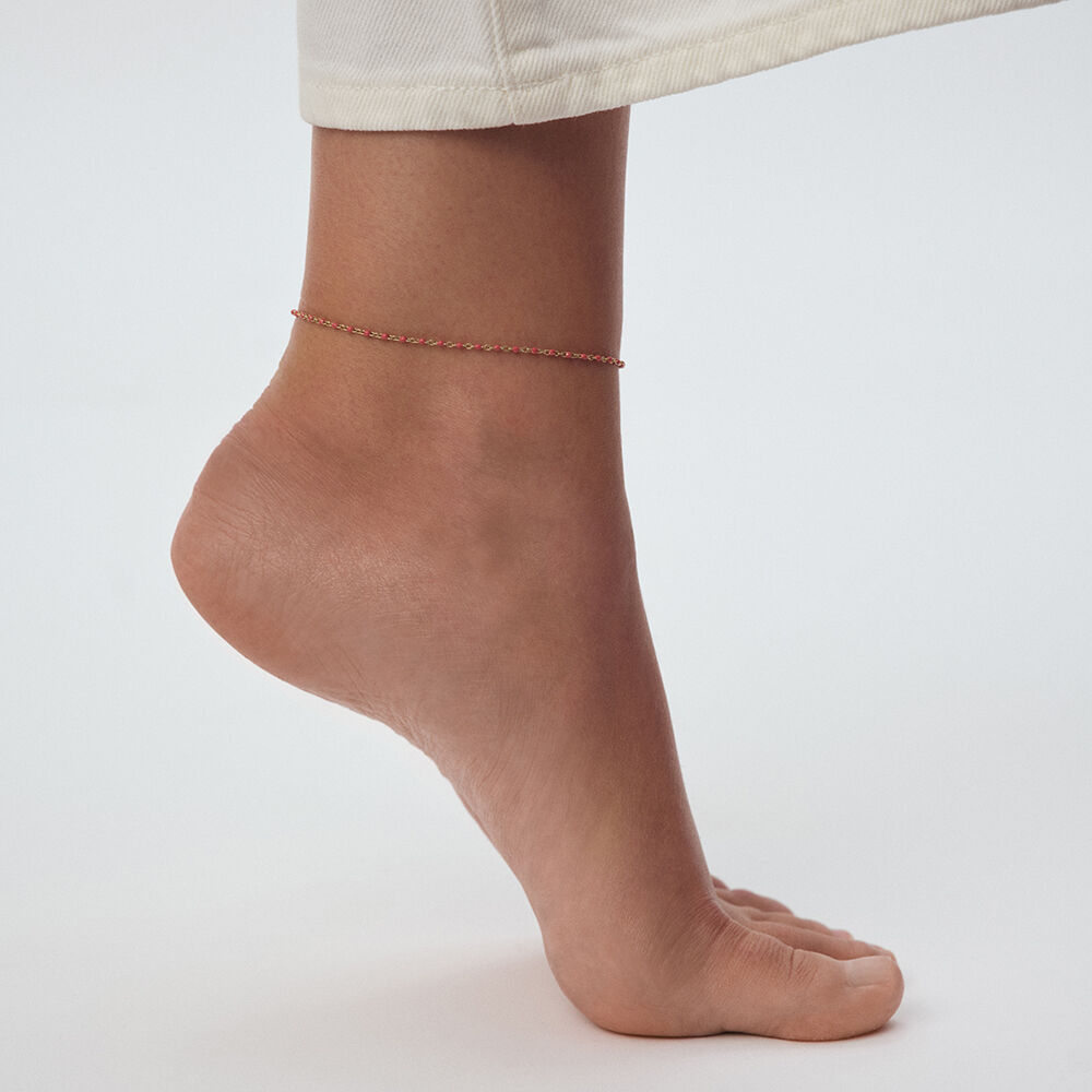 Ankle chain SMARTY - Coral / Gold - Ankle chain  | Agatha