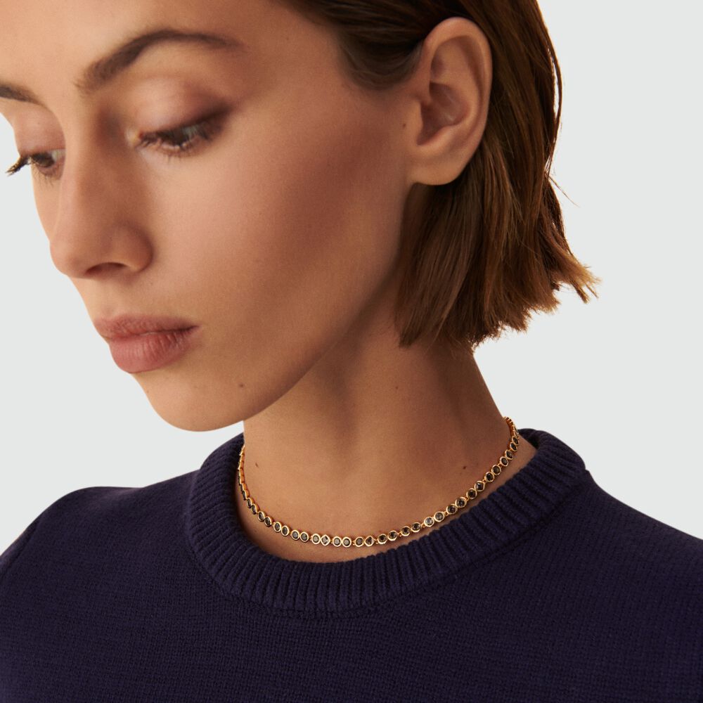 Choker necklace ADAMAS - Grey / Gold - Choker necklace  | Agatha