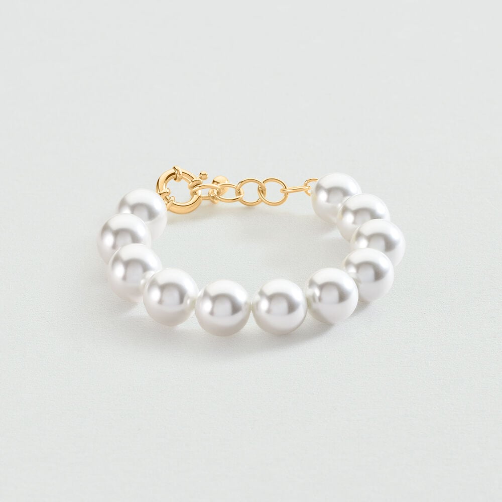 Link bracelet PALAIS ROYAL - Pearl / Gold - Bracelets  | Agatha