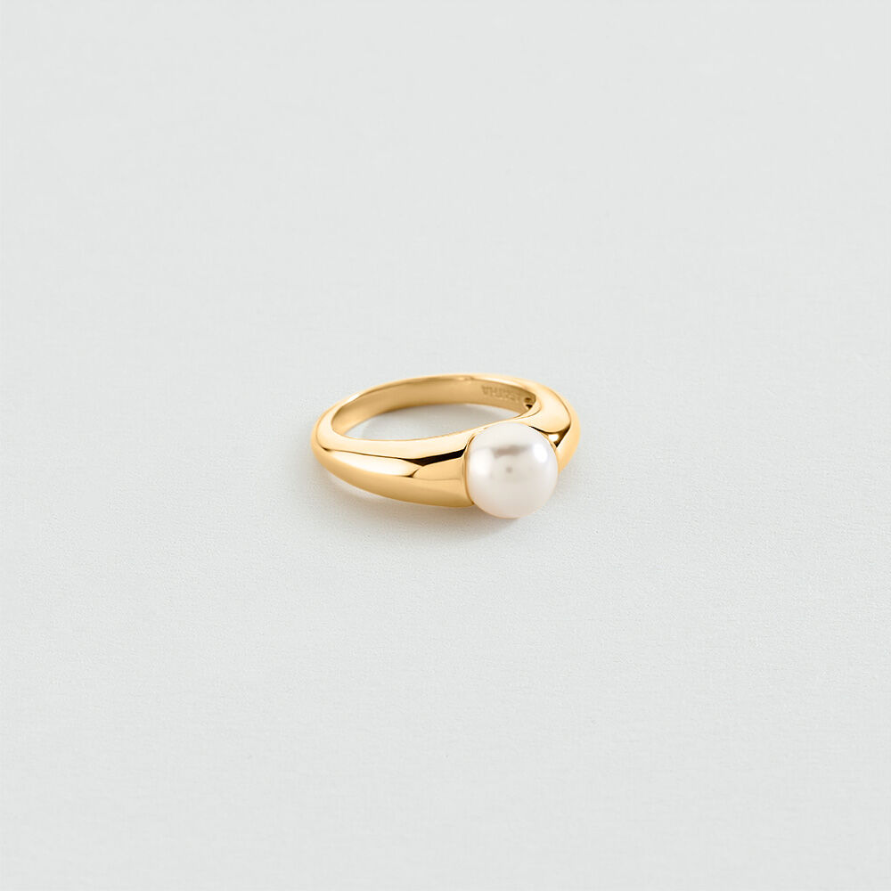 Thin ring PEARL BATIGNOLLES - Pearl / Gold - Rings  | Agatha