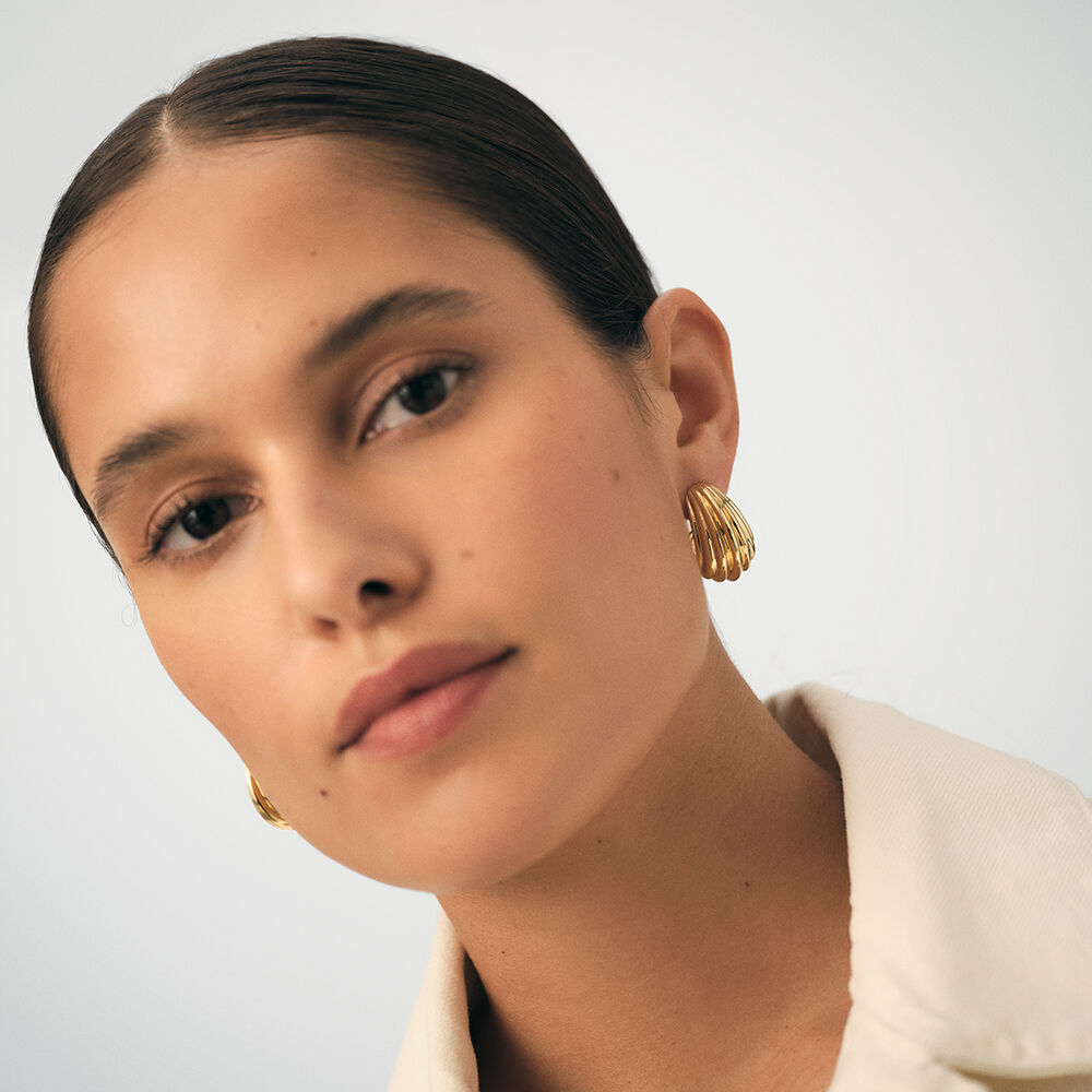Hoops N-13 - Golden - Earrings  | Agatha