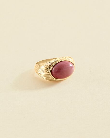 Large ring PETRA - Rhodonite / gold - All jewellery  | Agatha