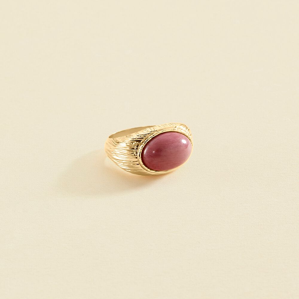Large ring PETRA - Rhodonite / gold - Jewellery  | Agatha
