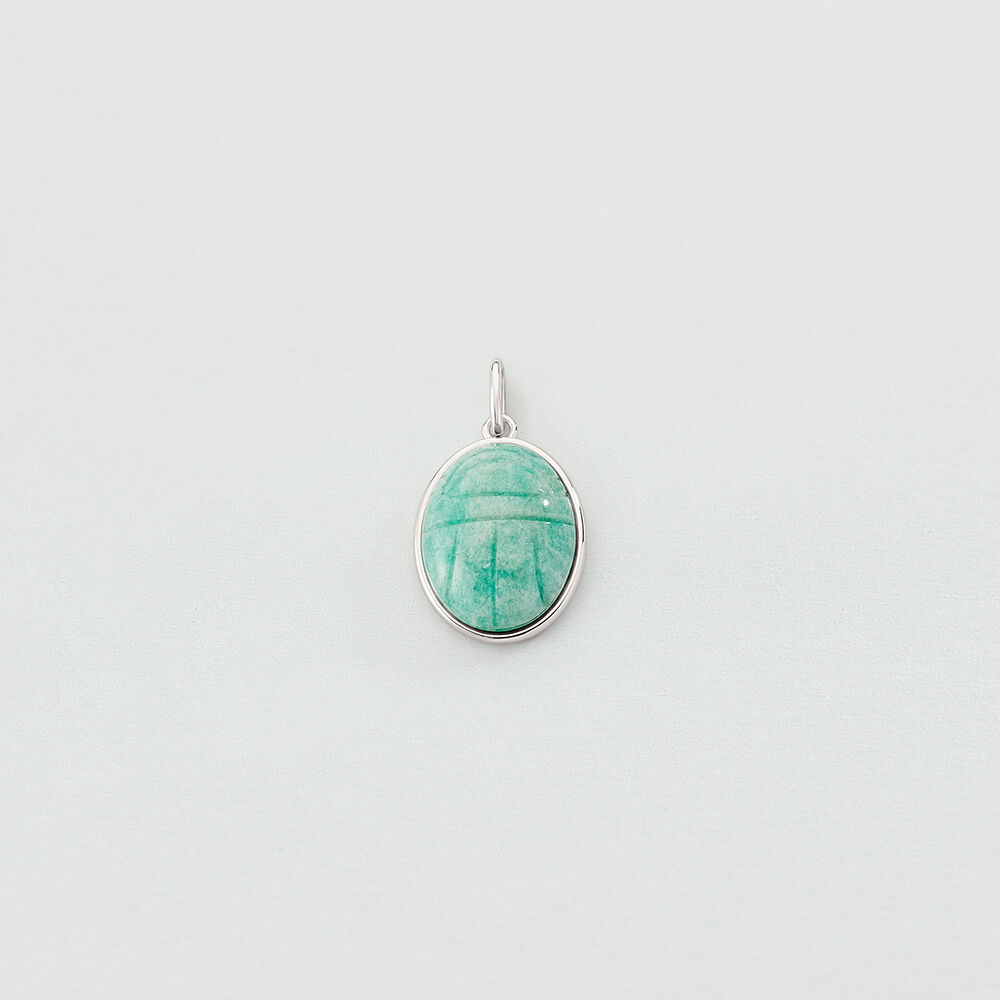 Pendant AMAZONITE SCARAB - Turquoise / Silver - All Talismans  | Agatha
