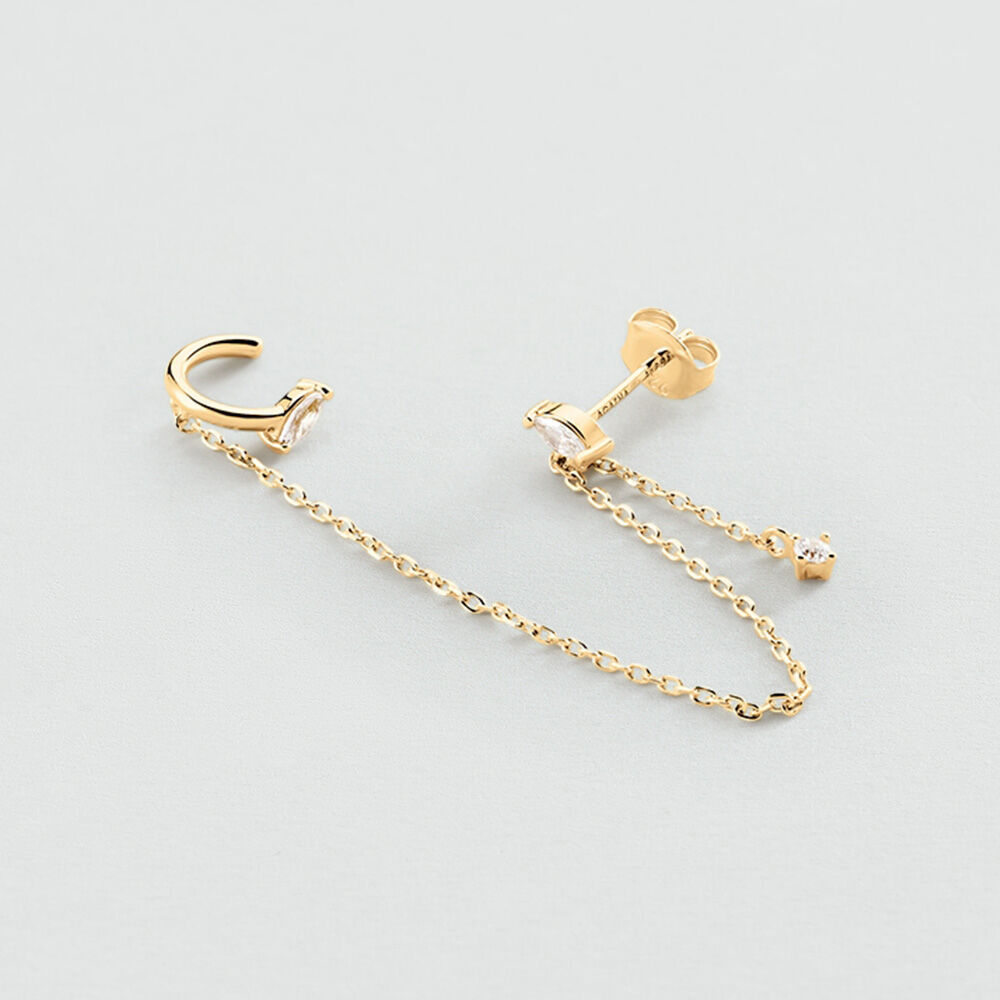 Stud earrings MIX & MATCH - Crystal / Golden - Genuine silver  | Agatha