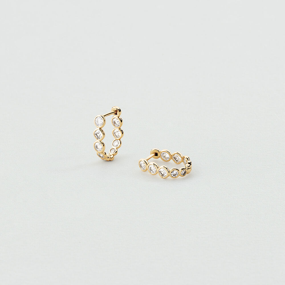 Hoops SAINT GERMAIN - Crystal / Golden - Earrings  | Agatha