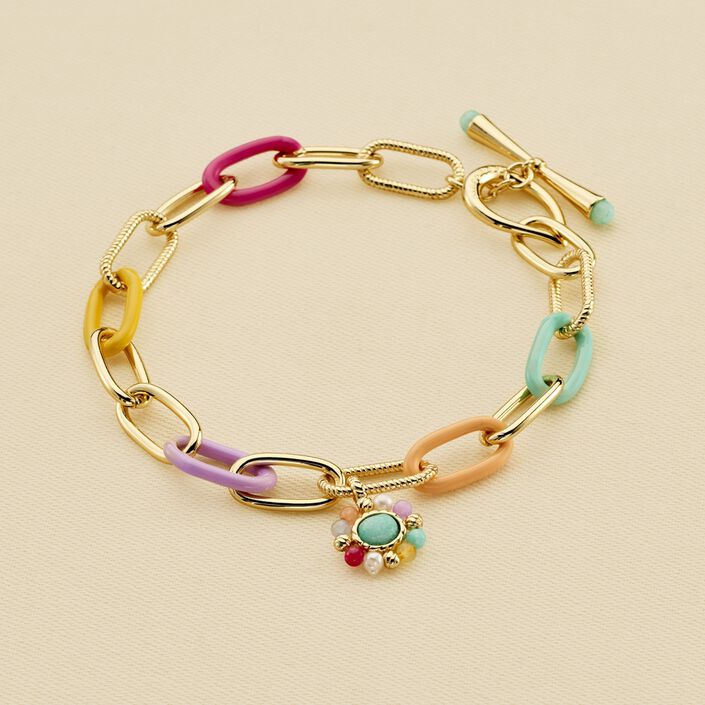 Link bracelet ARLEQUIN - Multicolor / Gold - All jewellery  | Agatha