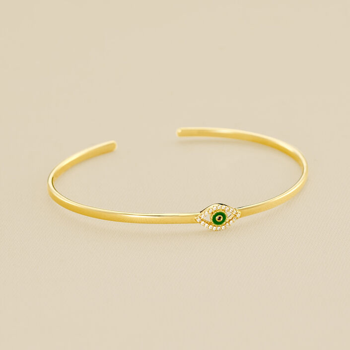 Bangle LUCKY EYE - Green / Golden - All jewellery  | Agatha
