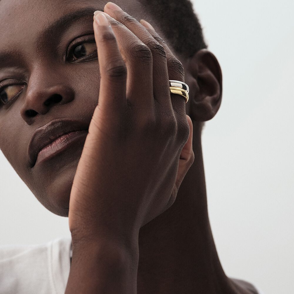 Large ring DUA - Silver / Gold - Genuine silver  | Agatha