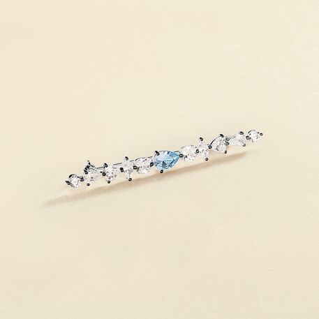 Brooch JACKIE - Silver / Aquamarine blue  - Accessories  | Agatha