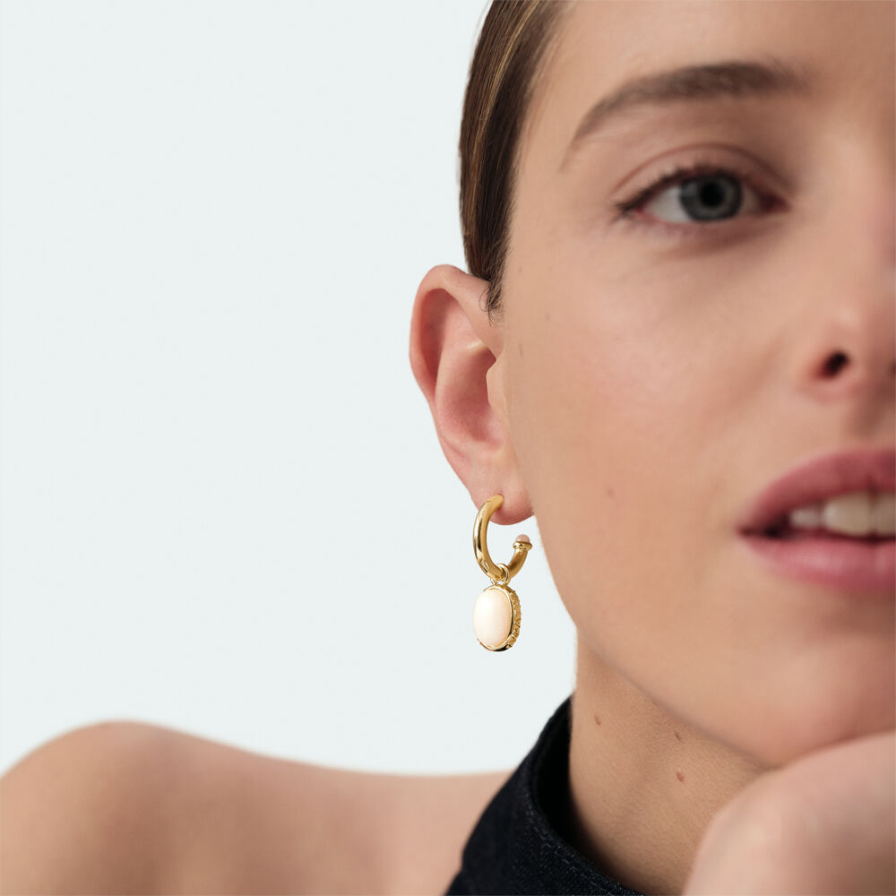 Hoops LA RIVIERA - White / Gold - Earrings  | Agatha