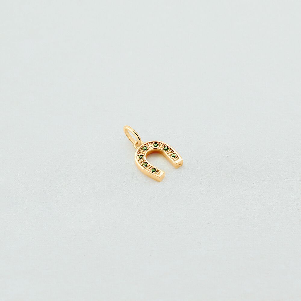 Pendant HORSESHOE - Green / Golden - Jewellery  | Agatha