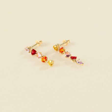 Long earrings VAGUE - Multicolor / Gold - Christmas  | Agatha