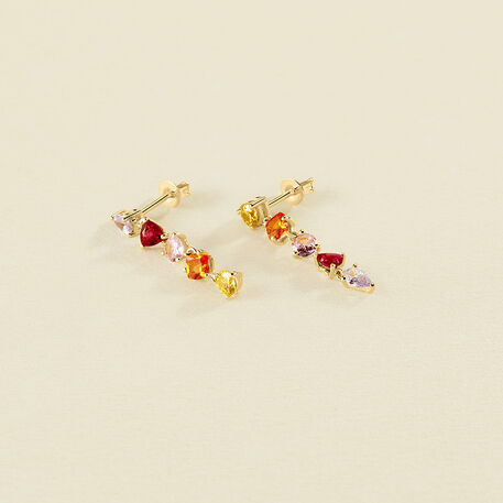 Long earrings VAGUE - Multicolor / Gold - Christmas  | Agatha