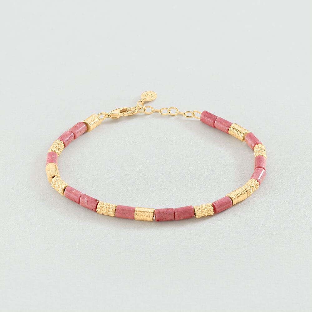 Link bracelet PETRA - Rhodochrosyte / gold - Bracelets  | Agatha