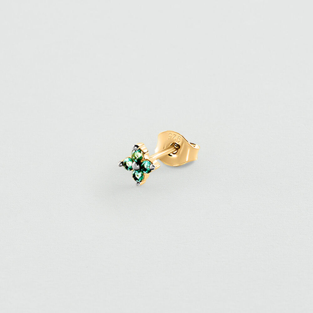 Stud earrings FLOWER MIX & MATCH - Green / Golden - Genuine silver  | Agatha