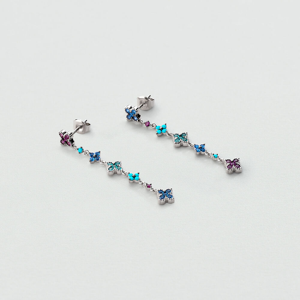 Long earrings BELOVED - Multicolor / Silver - Earrings  | Agatha