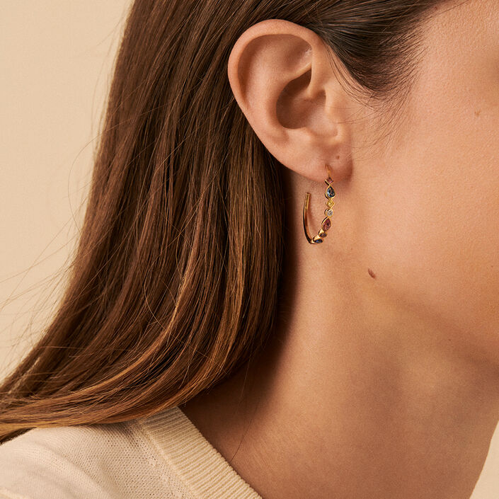 Hoops ARCO - Multicolor / Gold - All earings  | Agatha