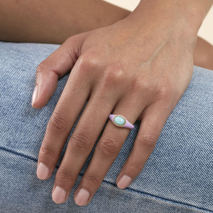 Thin ring ARLEQUIN - Mauve / Goden - All jewellery  | Agatha