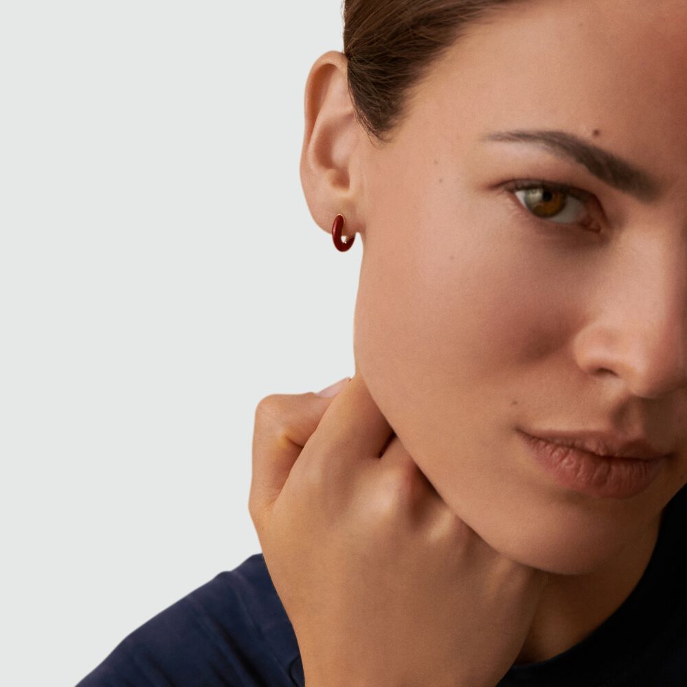 Hoop piercing LEIANA - Burgundy / Golden - Hoop piercing  | Agatha
