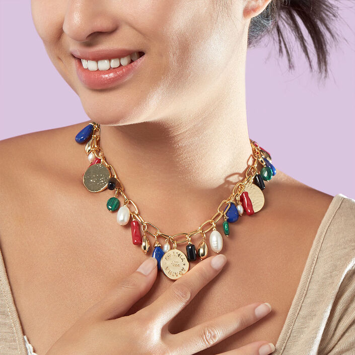Mid-length necklace DEESSE - Multicolor / Gold - All jewellery  | Agatha