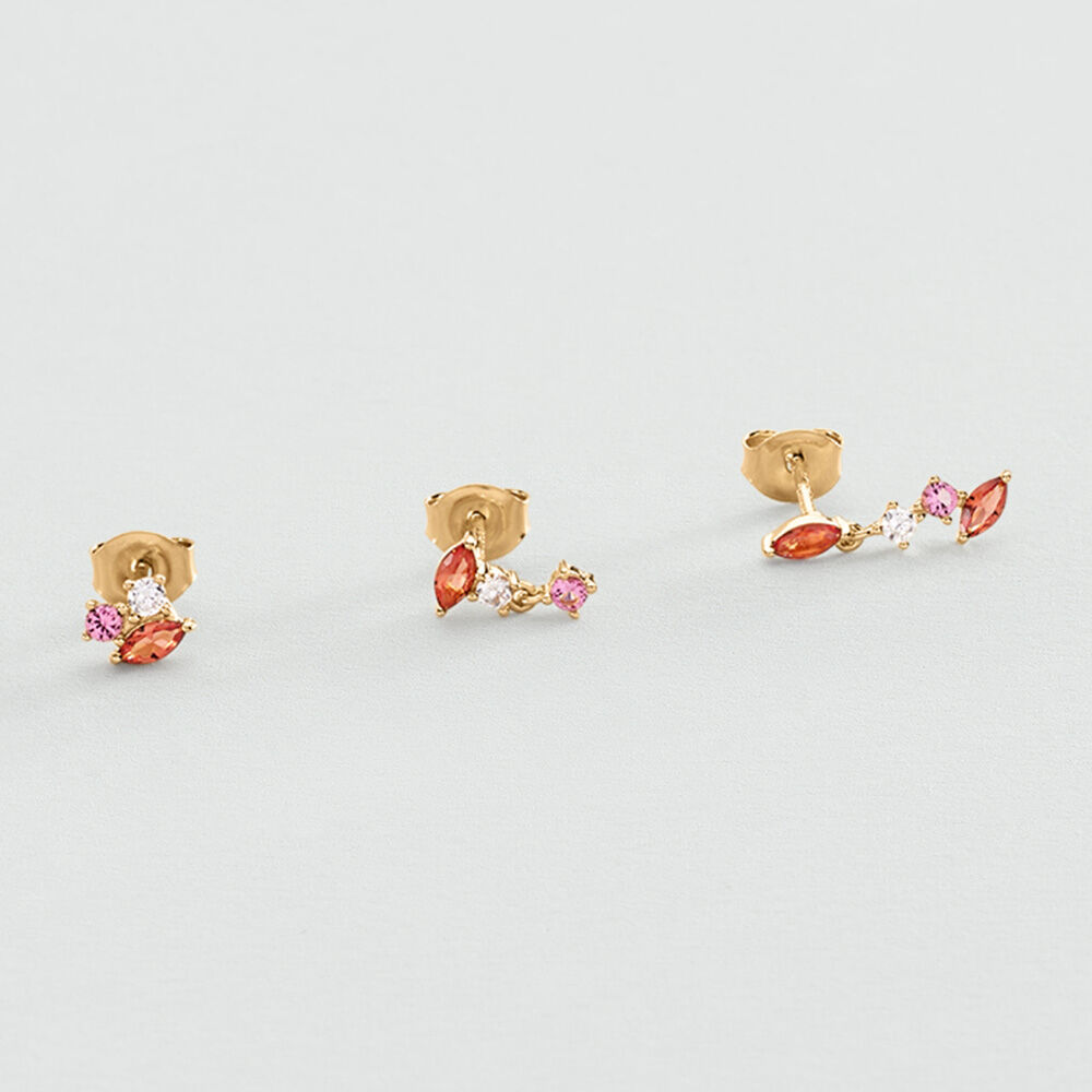 Stud earrings MIX & MATCH - Pink / White - Genuine silver  | Agatha