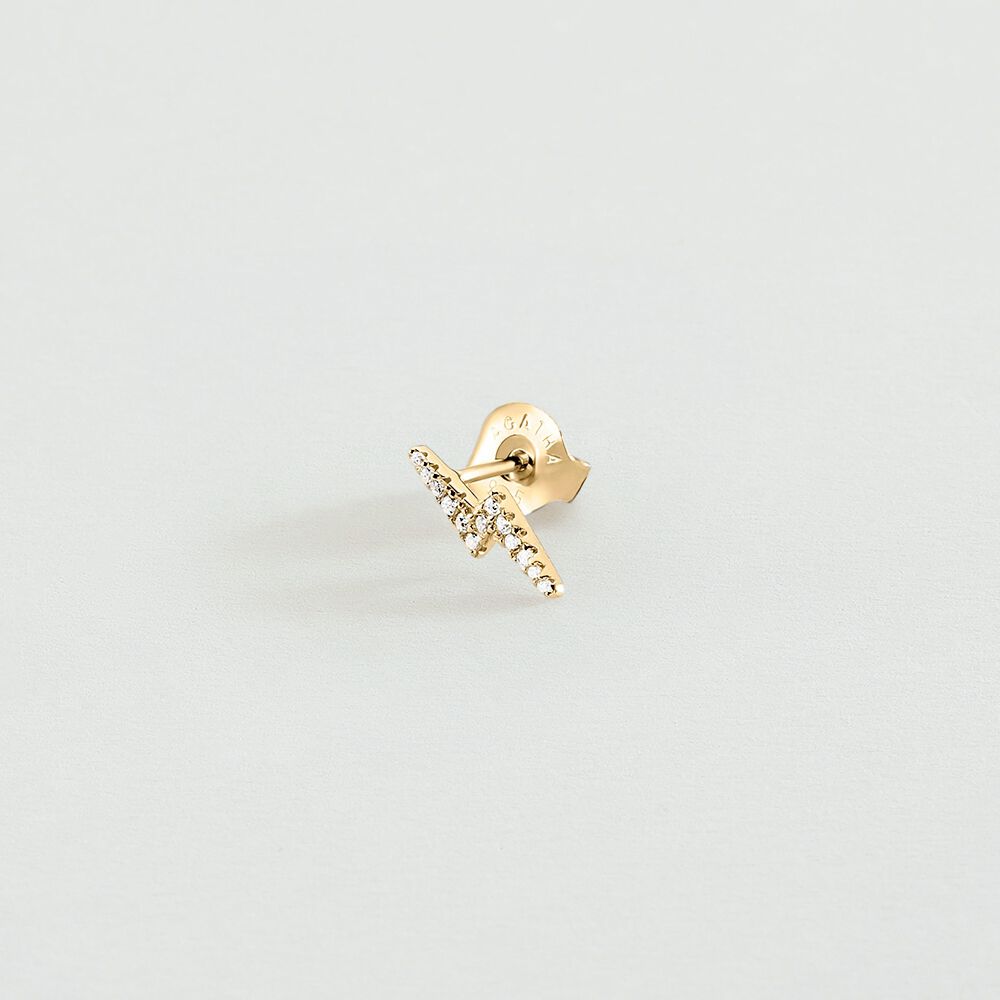 Piercing stud ECLAIR - Crystal / Golden - Genuine silver  | Agatha
