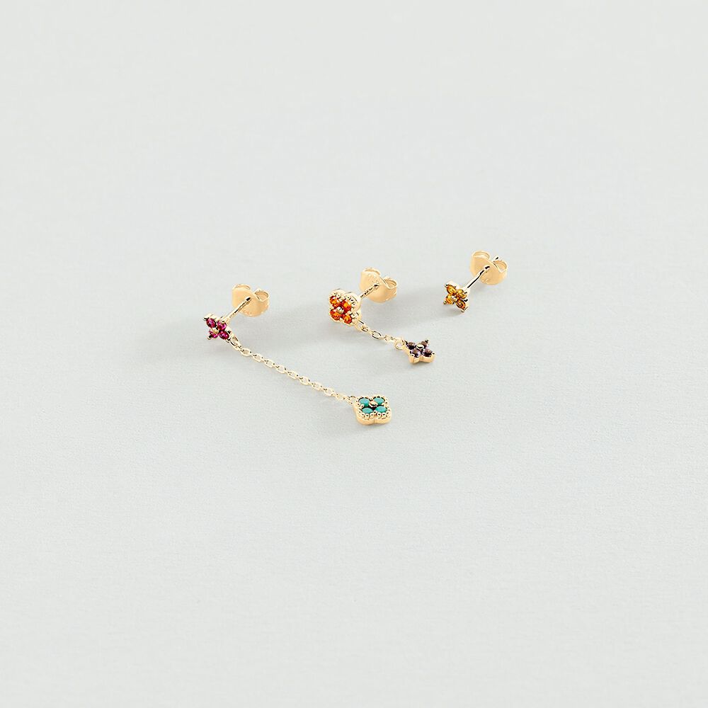 Piercing stud MIX& MATCH - Multicolor / Gold - Genuine silver  | Agatha