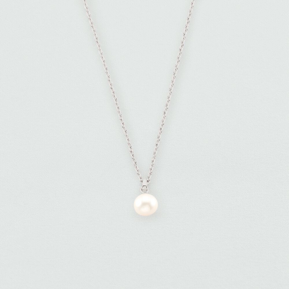 Choker necklace PERLYS - Pearl / Silver - Choker necklace  | Agatha