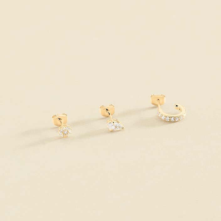 Piercing stud PARADIS - Crystal / Golden - All jewellery  | Agatha