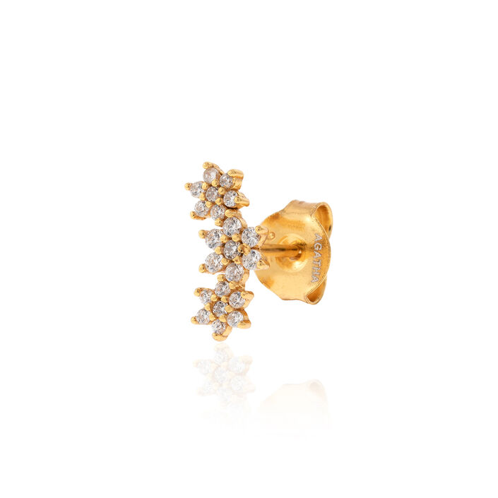 Piercing stud TRIOFLOR - Crystal / Gold - All jewellery  | Agatha