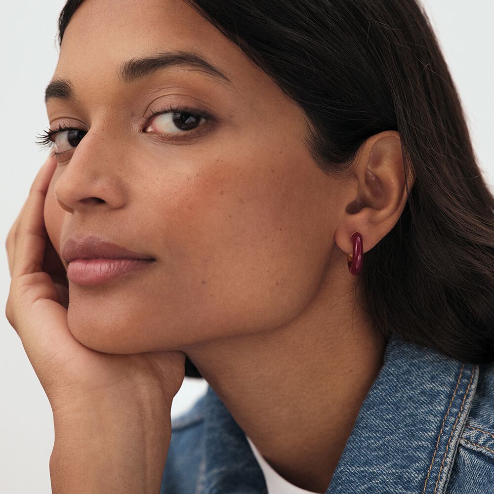 Hoops LEO - Burgundy / Golden - Earrings  | Agatha