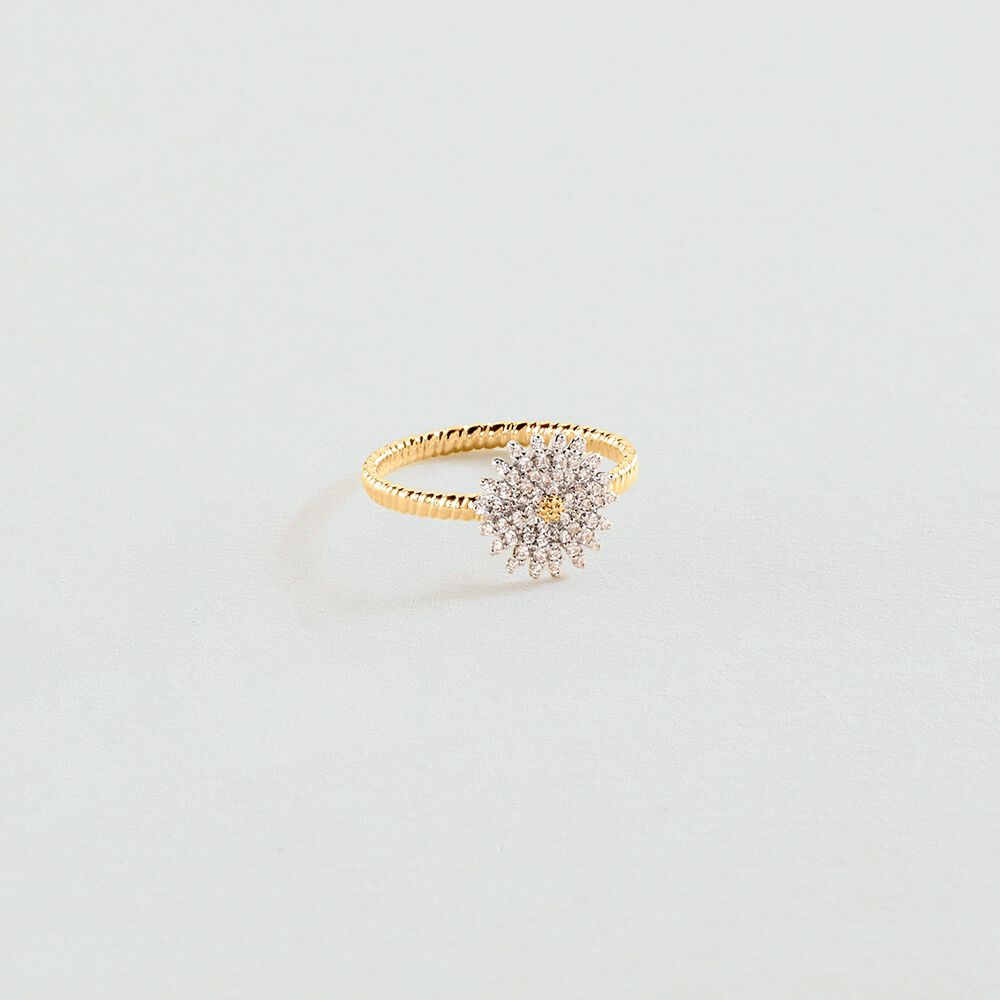 Thin ring BLOSSOM - Crystal / Golden - Jewellery  | Agatha