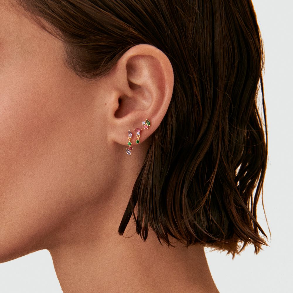 Piercing stud AMAS - Multicolor / Gold - Genuine silver  | Agatha