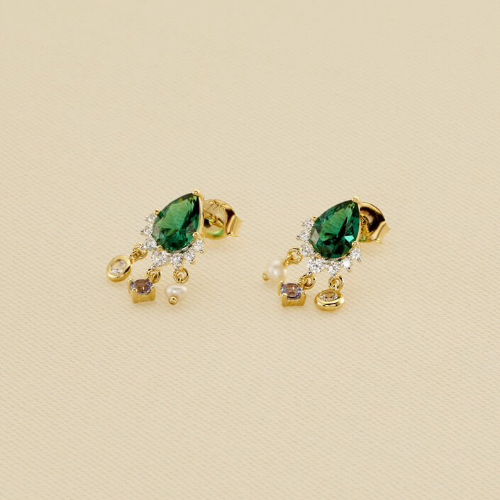 Long earrings ASTRE - Green / Golden - All earings  | Agatha