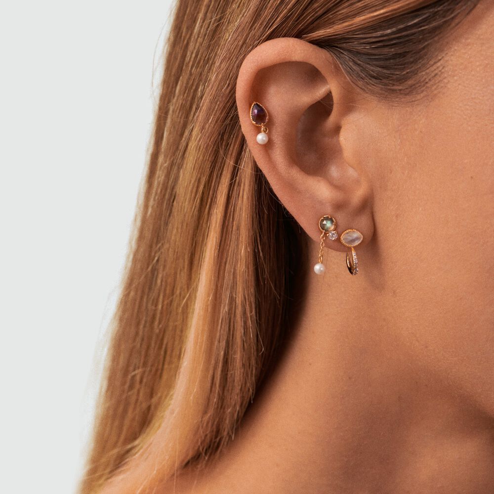 Hoop piercing PRECIEUX - White / Gold - Hoop piercing  | Agatha