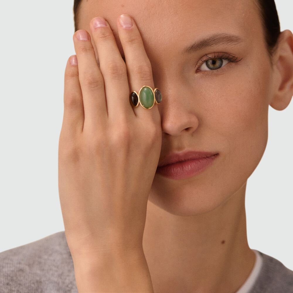 Thin ring RHEA - Multicolor / Gold - Rings  | Agatha