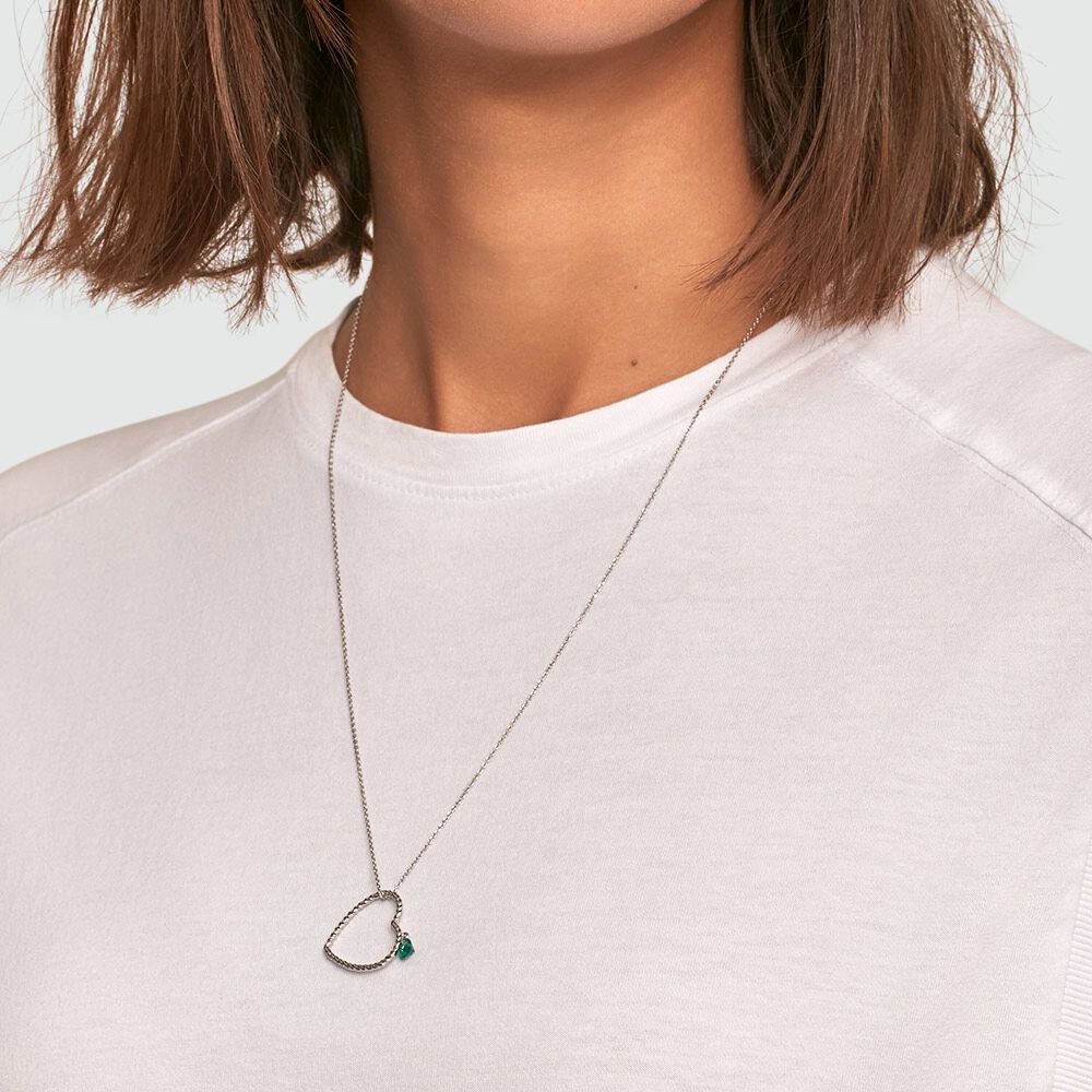 Mid-length necklace BEGUIN - Green / Silvered - Outlet  | Agatha