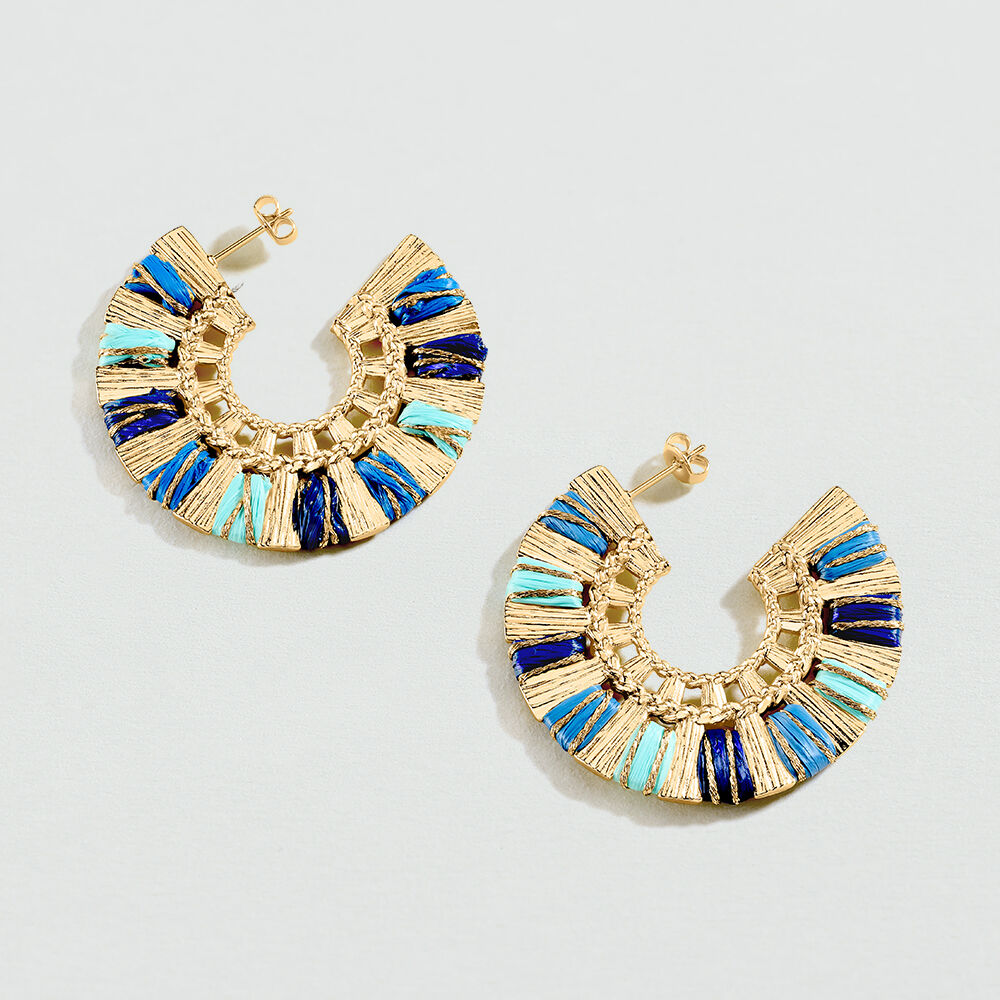 Hoops RAFIA - Blue / Gold - Earrings  | Agatha