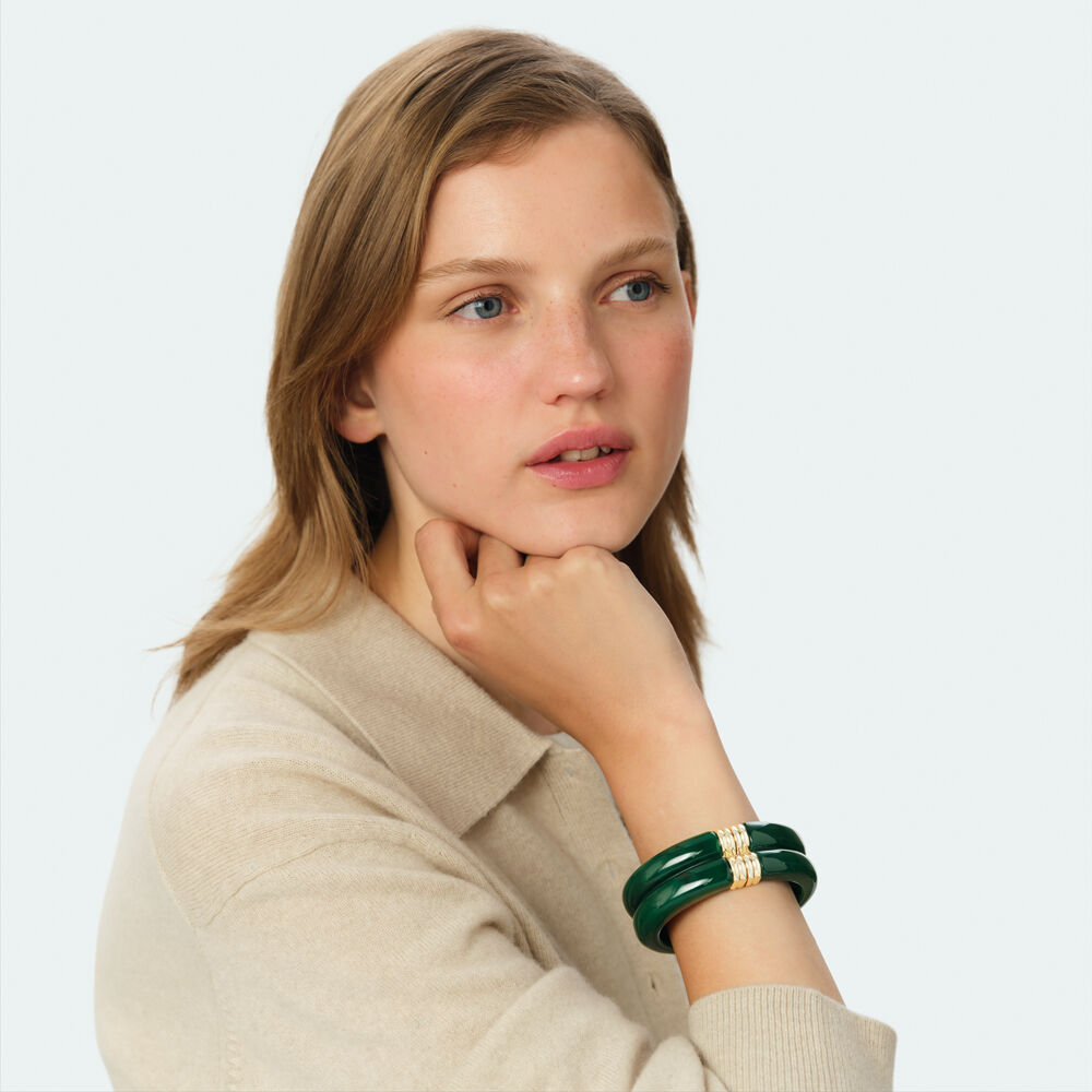 Cuff PALAIS ROYAL - Green / Golden - Bracelets  | Agatha