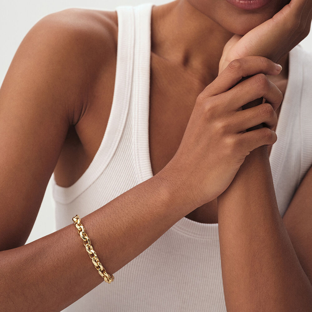 Link bracelet HAMMERED LINK - Golden - Bracelets  | Agatha