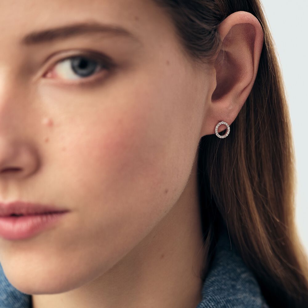 Stud earrings RONDOU - Crystal / Silver - Genuine silver  | Agatha