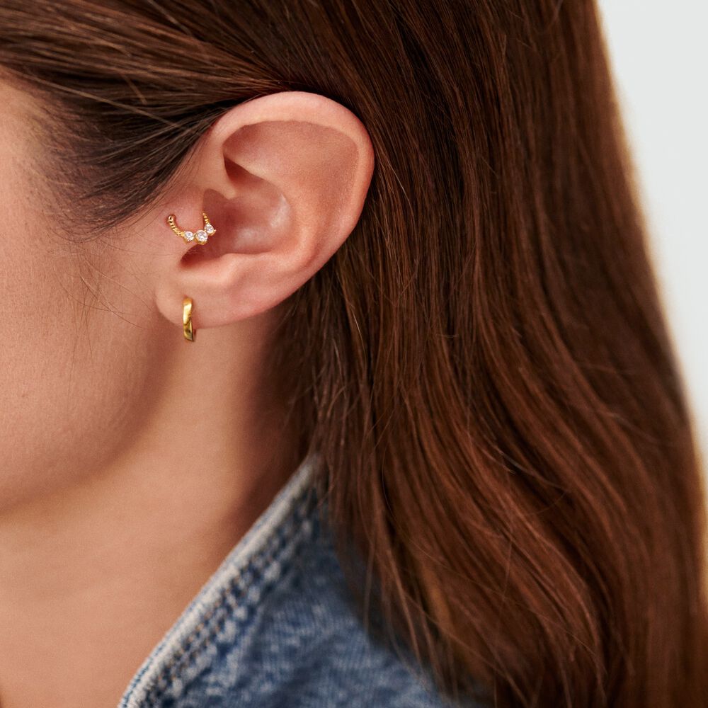 Piercing Helix & Tragus PAULINE - Crystal / Golden - Genuine silver  | Agatha