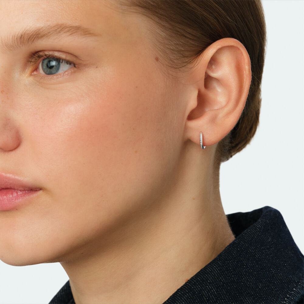 Single hoop earring STUDDED MIX & MATCH - Silver - Earrings  | Agatha