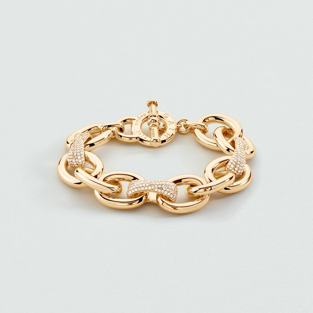 Link bracelet XOXO PAV&Eacute; - Crystal / Golden - Bracelets  | Agatha